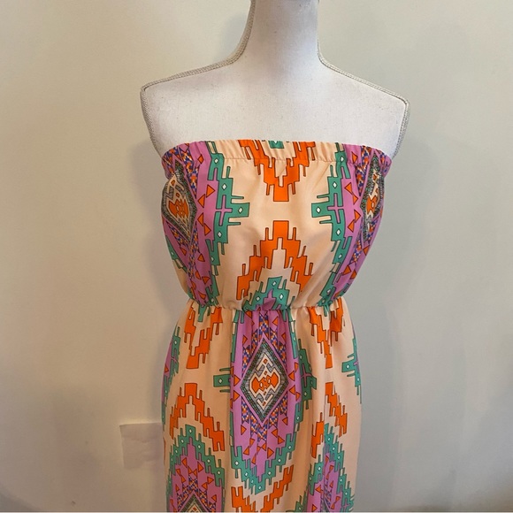 Pink Owl Aztec Print Strapless Maxi Dress Size Medium New With Tags - Picture 3 of 10